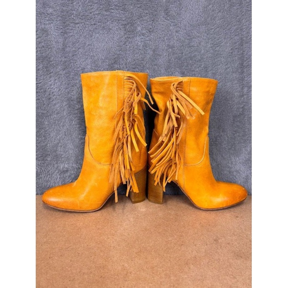 FREE PEOPLE Wild Rose Slouch Mustard Yellow leather Boots size 37 - Picture 9 of 9